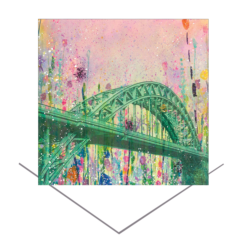 Tyne Bridge (Flowers) Greeting Card